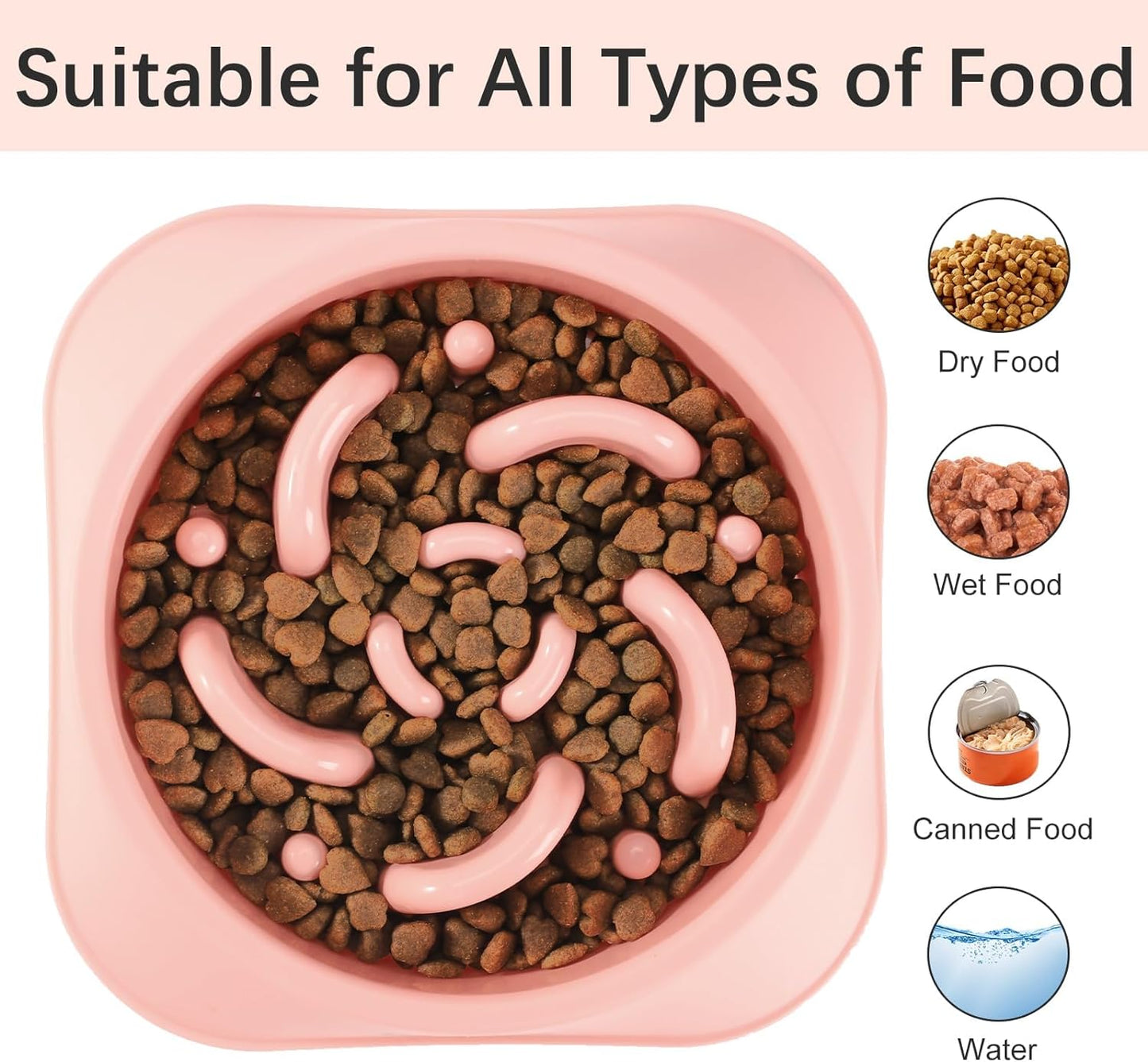 MateeyLife Slow Feeder Dog Bowls 2PCS, Anti-Choking Puzzle Dog Food Bowls, Anti-Slip Interactive Feeding Slow Down Eating, Bloat Stop Maze Dishes for Medium Breeds Pink&Purple