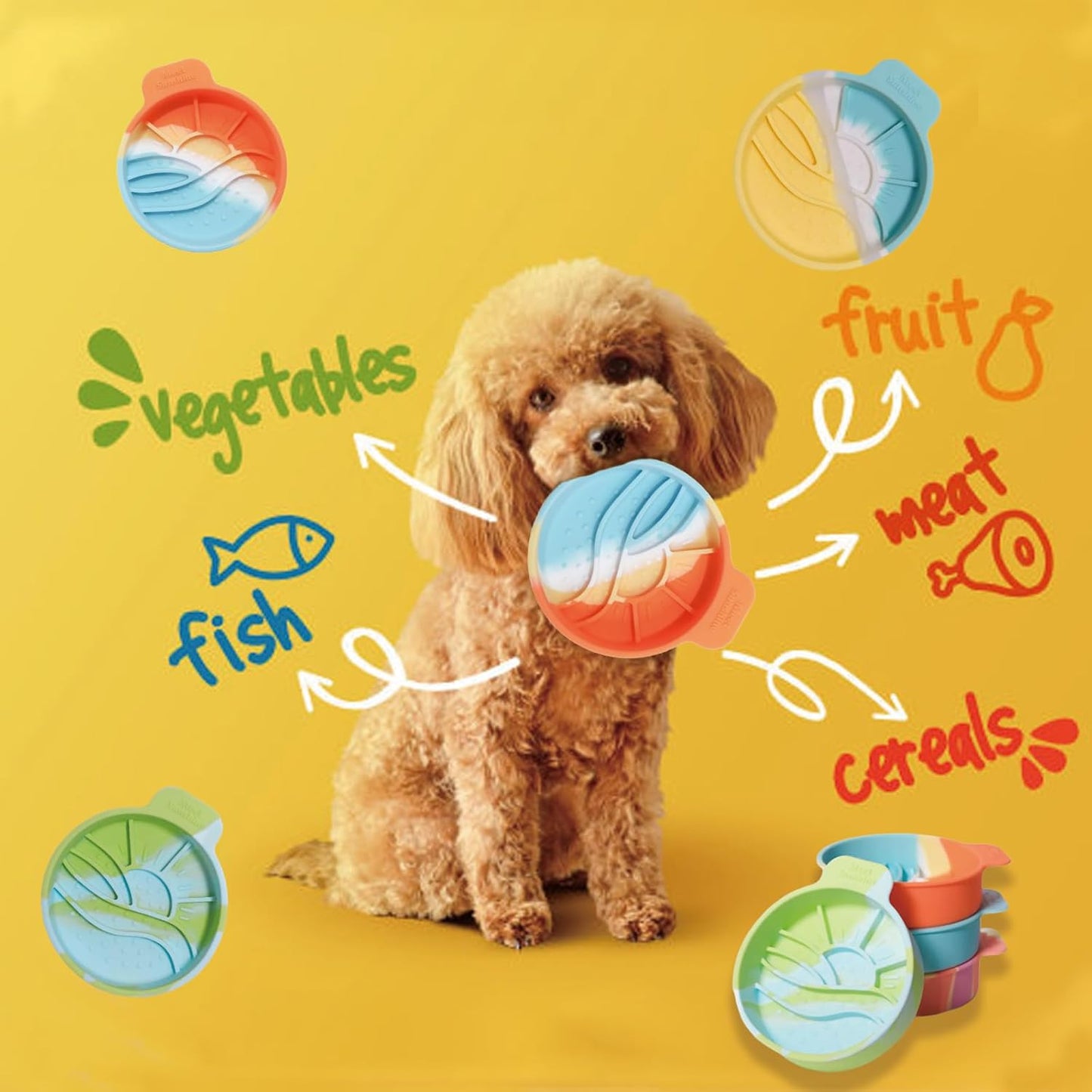 Colorful Round Slow Feeder Bowl for Small Dog & Cat Easy to Clean Silicone Round Shape Cat Bowl (Orange)