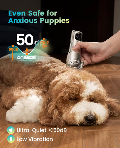 oneisall Dog Clippers for Grooming Thick Hair,Low Noise Dogs Grooming Kit with Detachable Stainless Steel Blade,Dog Shaver for Thick/Matted/Knotted/Fine/Wave/Curly Hair,PC18