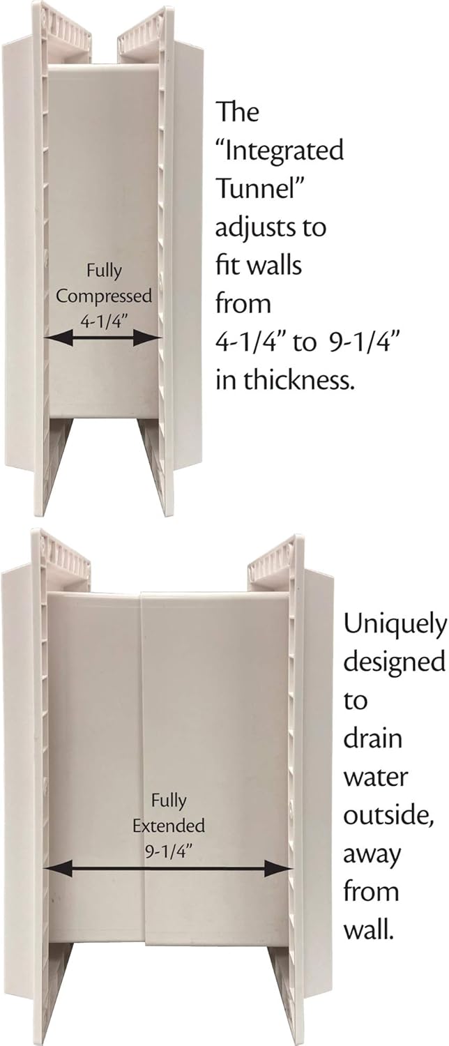 Ideal Pet Products Wall Entry Pet Door Double Flap for Walls with Built-in Telescoping Tunnel and Lock-Out Slide, Extra Large, White