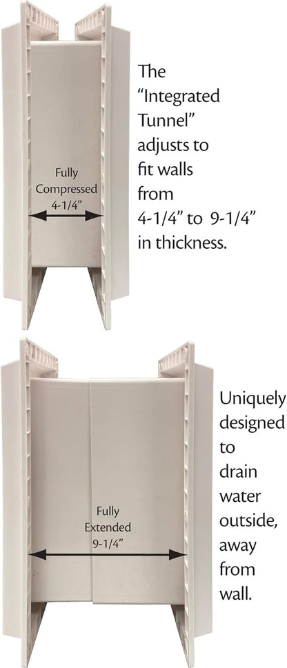 Ideal Pet Products Wall Entry Pet Door Double Flap for Walls with Built-in Telescoping Tunnel and Lock-Out Slide, Extra Large, White