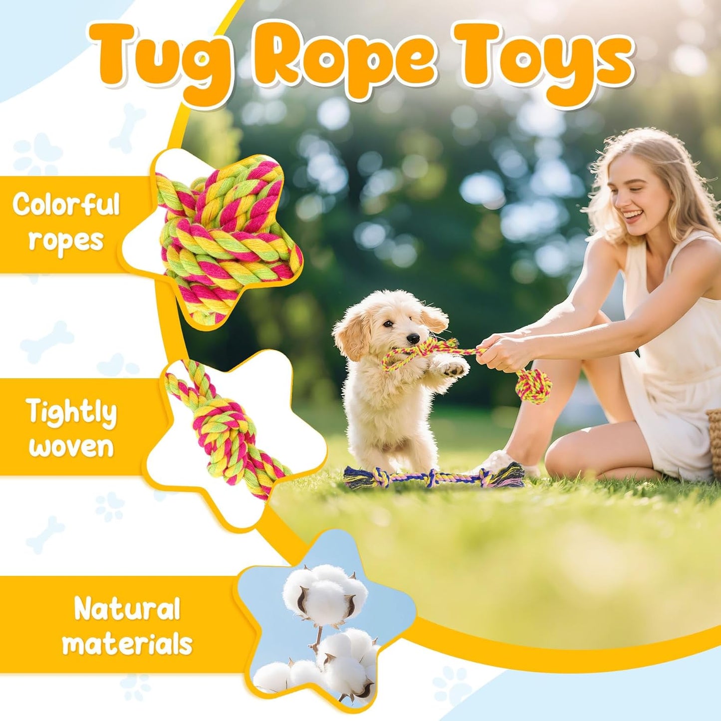Puppy Toys for Small Dog with Rope Toys and Squeaky Ball