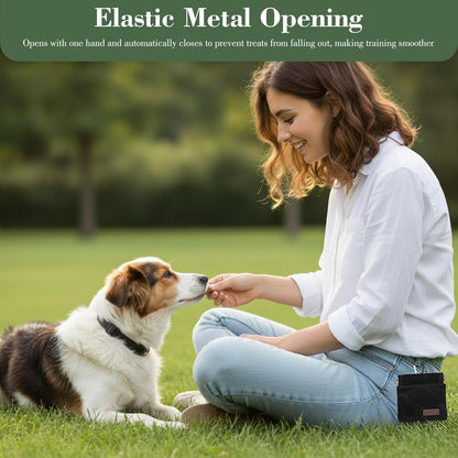 Thinp 2 Pcs Treat Pouches for Pet Training, Hand Free Dog Treats Pouch Auto Closing Dog Training Treat Pouch Portable Dogs Walking Bag for Puppy Travel or Outdoor Use (Black, Green)