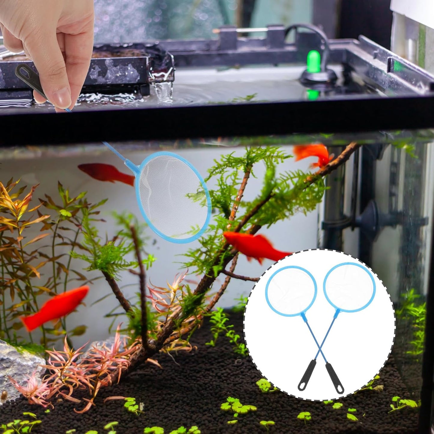 30Pcs Fish Landing Nets and Shrimp Nets Fine Mesh Multifunctional Aquarium Fish Tank Filter for Aquarium Cleaning and Tank Maintenance