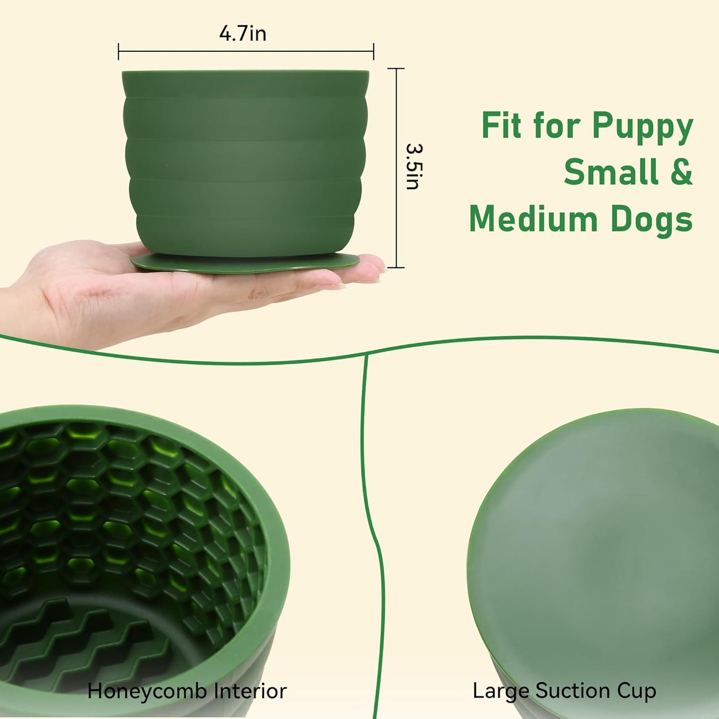 Silicone Slow Feeder Dog Bowl Frozen Dog Treat Holder for Puppy Small & Medium Dogs 20oz Capacity