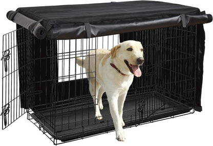 HONEST OUTFITTERS Dog Crate Cover 36 Inch Kennel for Medium Dog, Heavy Duty Oxford Fabric,with Double Door, Pockets and Mesh Window (37L x 24W x 25H,Black)