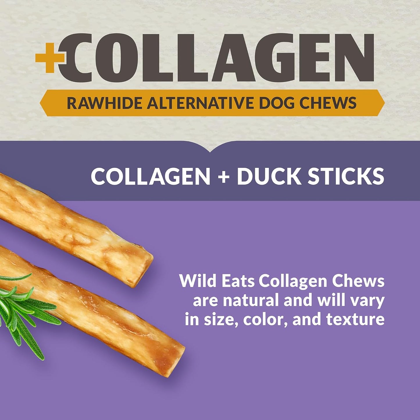 Wild Eats Real Duck Collagen Sticks for Dogs (25 Pack,5 Inch) Long Lasting Dog Chews No Hide Dog Treat Bully Stick Rawhide Free,Grain Free,High Protein