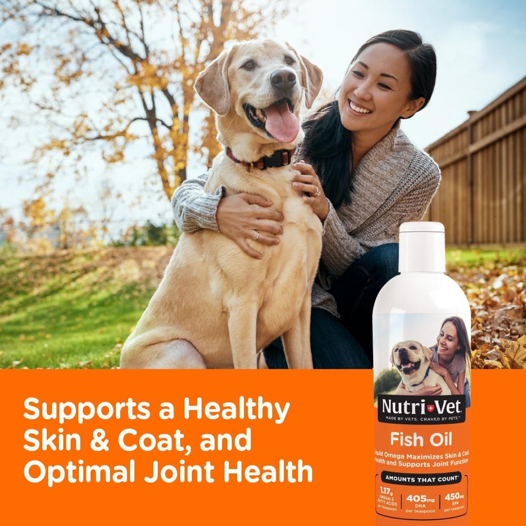 Nutri-Vet Fish Oil - Dog Skin & Coat Supplement - Omega 3 Fish Oil - Promotes Joint Health - 12oz