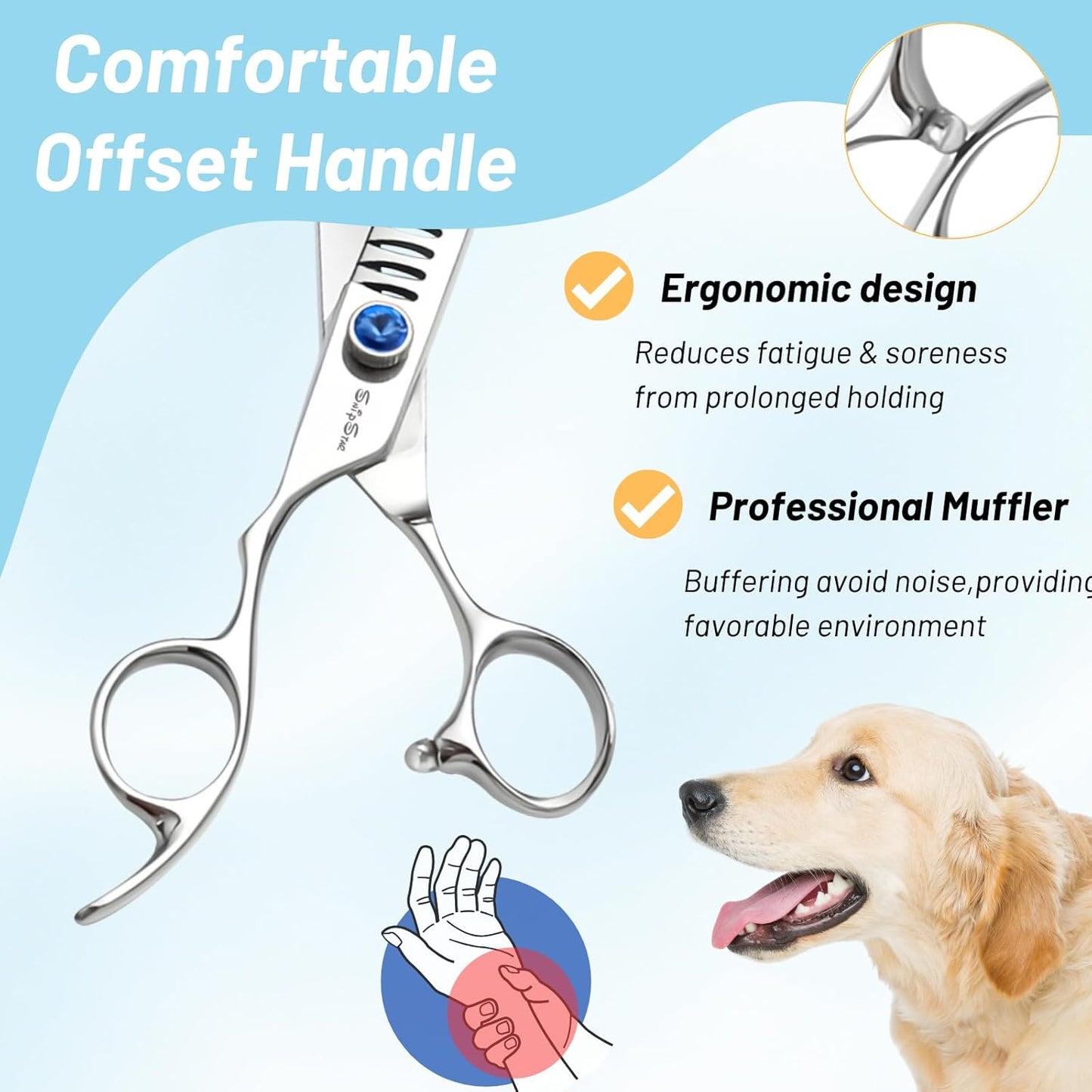 7.5in 24 Teeth Chunker & 6.75in Pink Curved Dog Grooming Scissors, Japan 30 Degree Bend, VG10 Steel Sharp Scissors for Dog Grooming, Professional Pet Thinning Shears for Dogs Cats on Face Paw