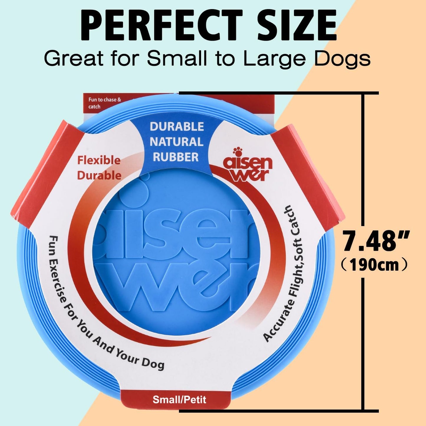 Dog Flying Disc - Durable Rubber Dog Toy for Fetch - Interactive Lightweight Flyer Dog Toys for Outdoor Playtime - Safer Disc for Healthy Activity - for Small/Medium Dogs 2 Pack