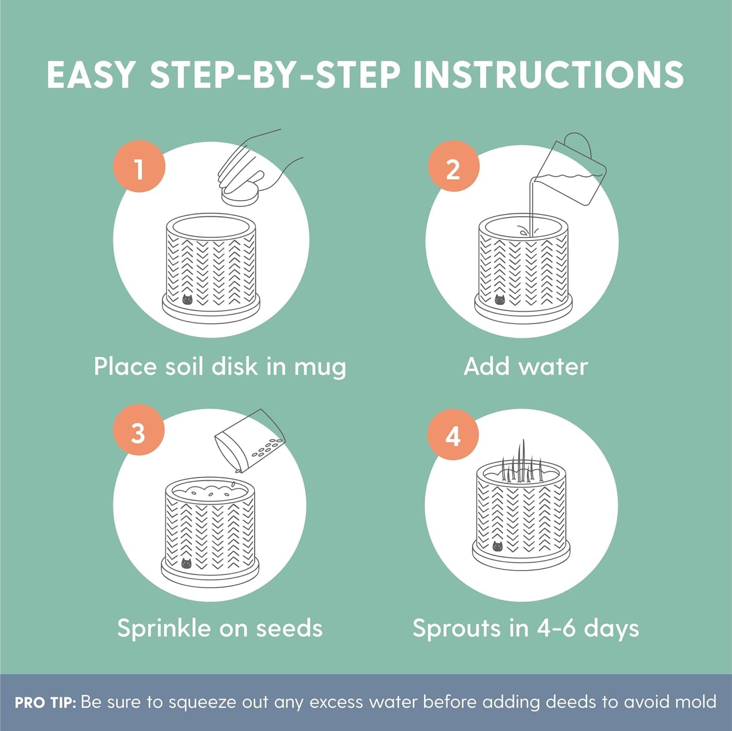 The Cat Ladies Organic Cat Grass for Indoor Cats - Growing Kit with Organic Seed Mix, Soil and Boho Planter with Bamboo Tray. Natural Hairball Control and Digestion Remedy, Cat Gifts