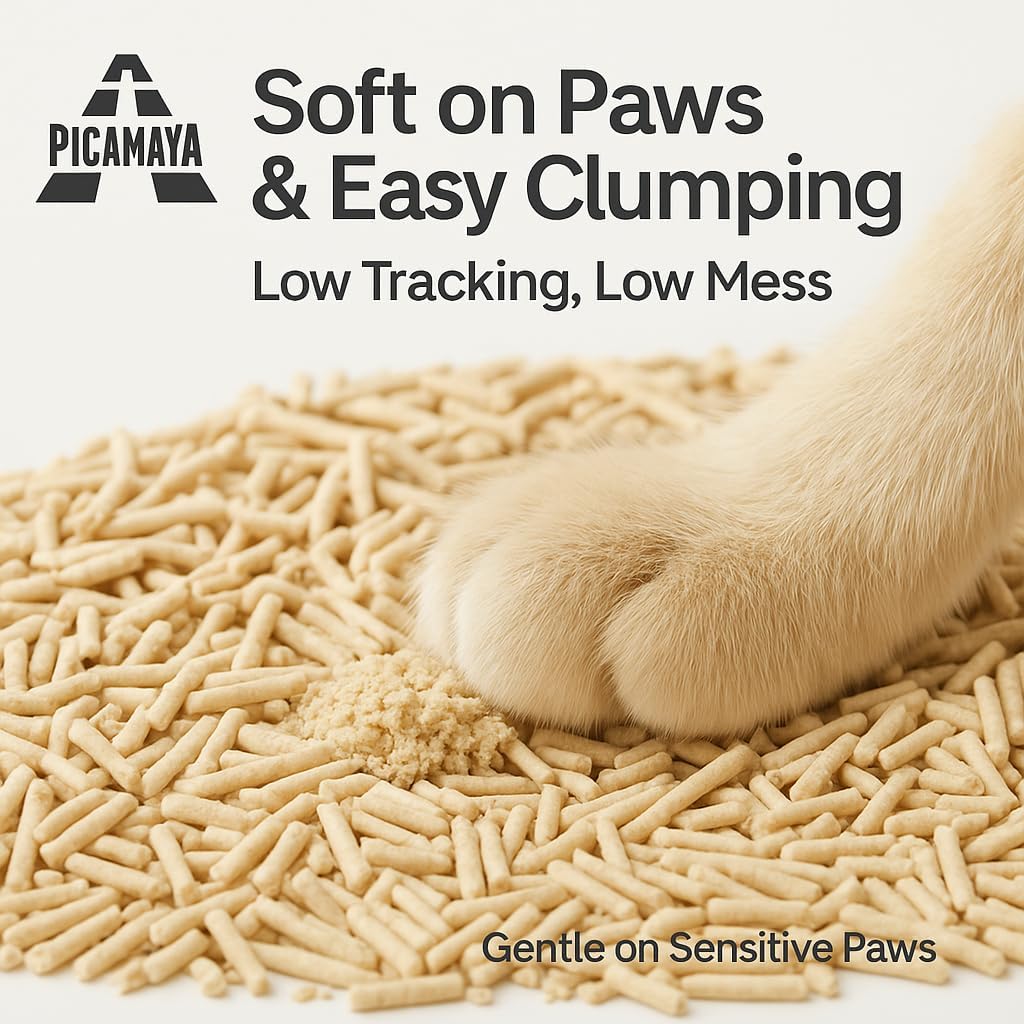 Premium Tofu Cat Litter by PicaMaya - Flushable, Baby Powder Scent, Dust-Free, Fast Clumping, 100% Natural Eco-Friendly - Easy Scooping and Long-Lasting Odor Control - 2.8kg (6.2lb) Pack.