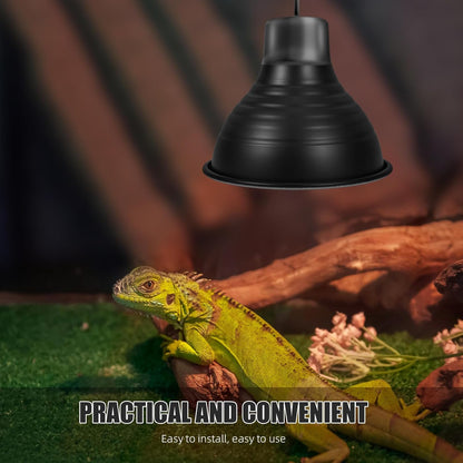 Reptile Lamp Shade Heat Lamp Protector 5.5-Inch Reflective Lampshade Black Exterior White Interior for Reptile Habitat Heating in Terrariums