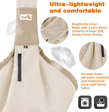 Dog Carrier Sling,Dog Carriers for Small Dogs & Cats Up to 20lbs,Puppy Carrying Backpack Pet Purse with Pockets,Adjustable Shoulder Strap,Hands Free for Travel (Beige)