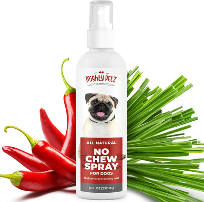 Mighty Petz No Chew Spray for Dogs – Bitter Apple Spray Alternative, Large 8oz. Dog Repellent, Anti Chew Deterrent for Furniture, Chewing. Natural Ingredients, Alcohol Free. Safe on All Surfaces