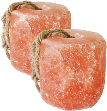 Himalayan Pink Deer Salt Lick on Rope Pack of 2 Natural Organic Mineral Intake Long Lasting Hunting Animal Salt Lick Block for Horses,Cattle,Sheep Livestock(4.8-6.6 lbs)