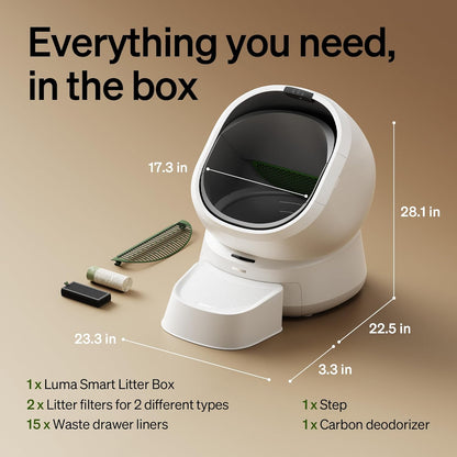 PETLIBRO Luma Automatic Cat Litter Box AI Camera Waste Analysis, Triple Safety Protection Self Cleaning Litter Box, Odor Control in-App Usage Tracking, Open-Top Multi-Cat Recognition LitterBox