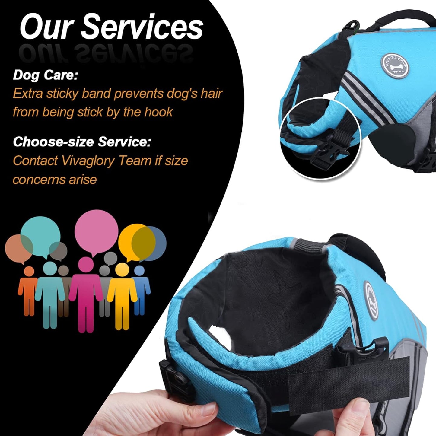 VIVAGLORY Sports Style Dog Life Vest, Dog Life Jacket for Swimming & Boating, Ripstop & Buoyancy for Puppy Doggy, Lifejacket with Handle, XL, Blue