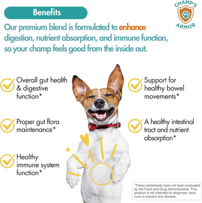 3-in-1 Digestive Support – Extra Strength Probiotics, Prebiotics & Digestive Enzymes for Dogs – Gut Health + Immunity + Diarrhea & Bowel Support – 2.4 Billion CFU – 60 Dog Chews