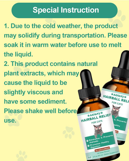 Hairball Treatment for Cats - Cat Hairball Remedy - with Natural Ingredients & Vitamins - Kitten Furball Treatment - Supports Skin & Coat, Digestion - Cat Grass Flavor