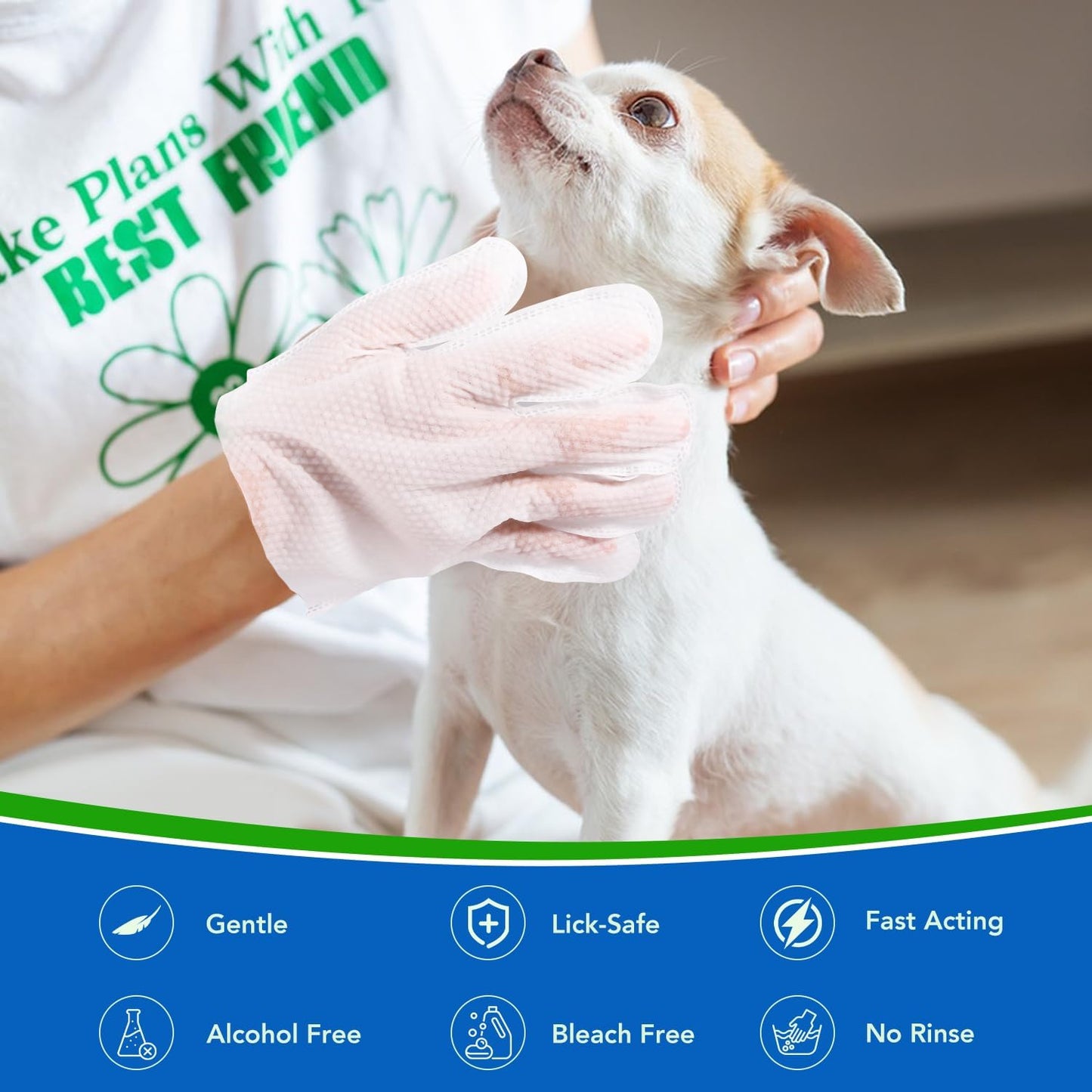 VOISEN 48 Pcs Pet Glove Wipes for Dogs and Cats, Cleaning & Deodorizing Bathing Grooming Wipes,Unscented Thick Nourish Fur Glove Wipes for Pet Dry Cleaning,Daily Care and Travel