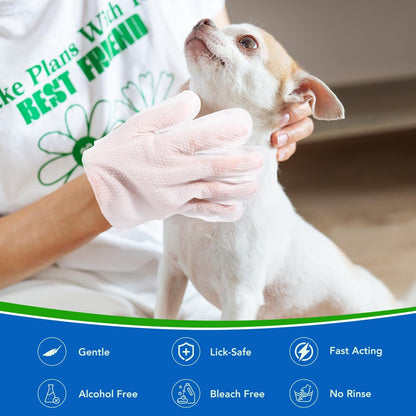 VOISEN 48 Pcs Pet Glove Wipes for Dogs and Cats, Cleaning & Deodorizing Bathing Grooming Wipes,Unscented Thick Nourish Fur Glove Wipes for Pet Dry Cleaning,Daily Care and Travel