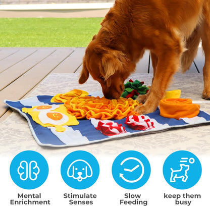 Snuffle Mat for Dogs, 19” x 19” Large Interactive Feeder to Keep Them Busy & Mentally Stimulated, Machine Washable Slow Feed Bowl for All Breeds Size, Plush Chew Relief Mat