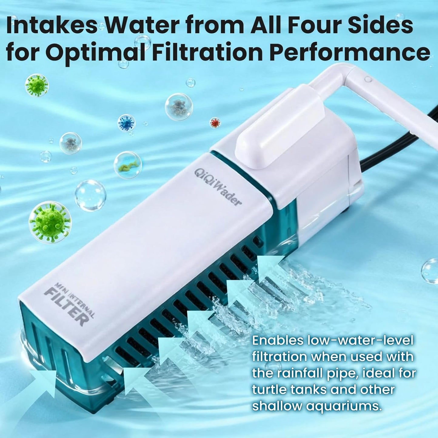 Small Aquarium Filter, Fish Tank Filter, Suitable for 3-10 Gallon Fish Tanks, 6W 24GPH with Two Modes Switching Function.