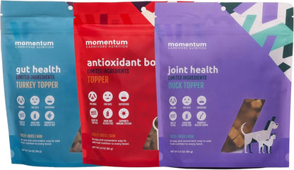 Momentum Carnivore Nutrition Freeze-Dried Wellness Topper 3 Pack – Gut Health, Immune Health & Joint Health – Natural Functional Dog & Cat Food Toppers – Supports Digestion, Immunity & Mobility