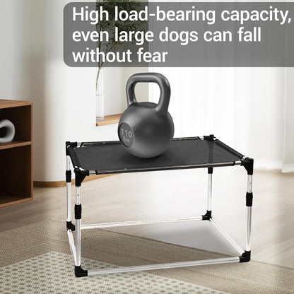 Adjustable Bedside Pet Bed for Dogs & Cats – Elevated Cosleeper Dog Bed with Height-Adjustable Metal Frame, Removable & Washable Cushion, Stable Design for Small to Medium Pets