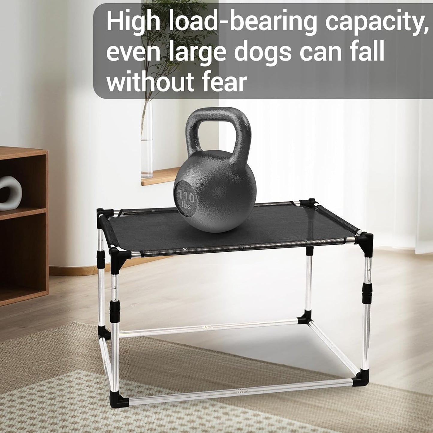 Adjustable Bedside Pet Bed for Dogs & Cats – Elevated Cosleeper Dog Bed with Height-Adjustable Metal Frame, Removable & Washable Cushion, Stable Design for Small to Medium Pets