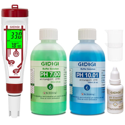 Aquarium Salinity pH Meter,Digital Salt Tester Kit for Saltwater Fish pH Meter Calibration Solution Kit,Includes pH 7.00, 10.01 and pH Electrode Protection Solution