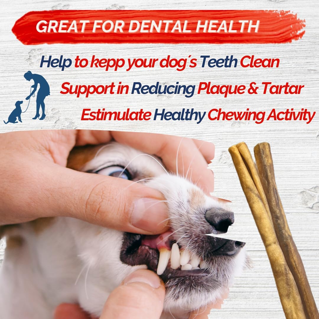 Natural Collagen Sticks for Dogs 12 Pack - 12 Inches Long-Lasting Alternative to Bully Sticks, Rawhide-Free Collagen Chews w/Chondroitin & Glucosamine for Joint Support & Dental Health