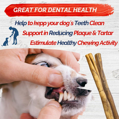 Natural Collagen Sticks for Dogs 12 Pack - 12 Inches Long-Lasting Alternative to Bully Sticks, Rawhide-Free Collagen Chews w/Chondroitin & Glucosamine for Joint Support & Dental Health