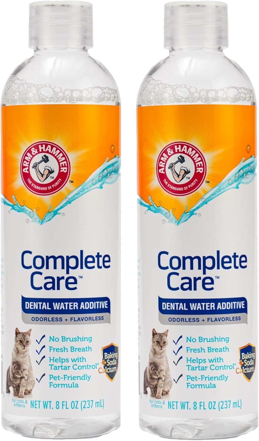 Arm & Hammer Complete Care Dental Water Additive for Cats, Cat Breath Freshener, Cat Mouth Wash or Dental Rinse, Simply Add to Pet Drinking Water for Fresher Breath, Value Size 8 FL OZ - 2 Pack