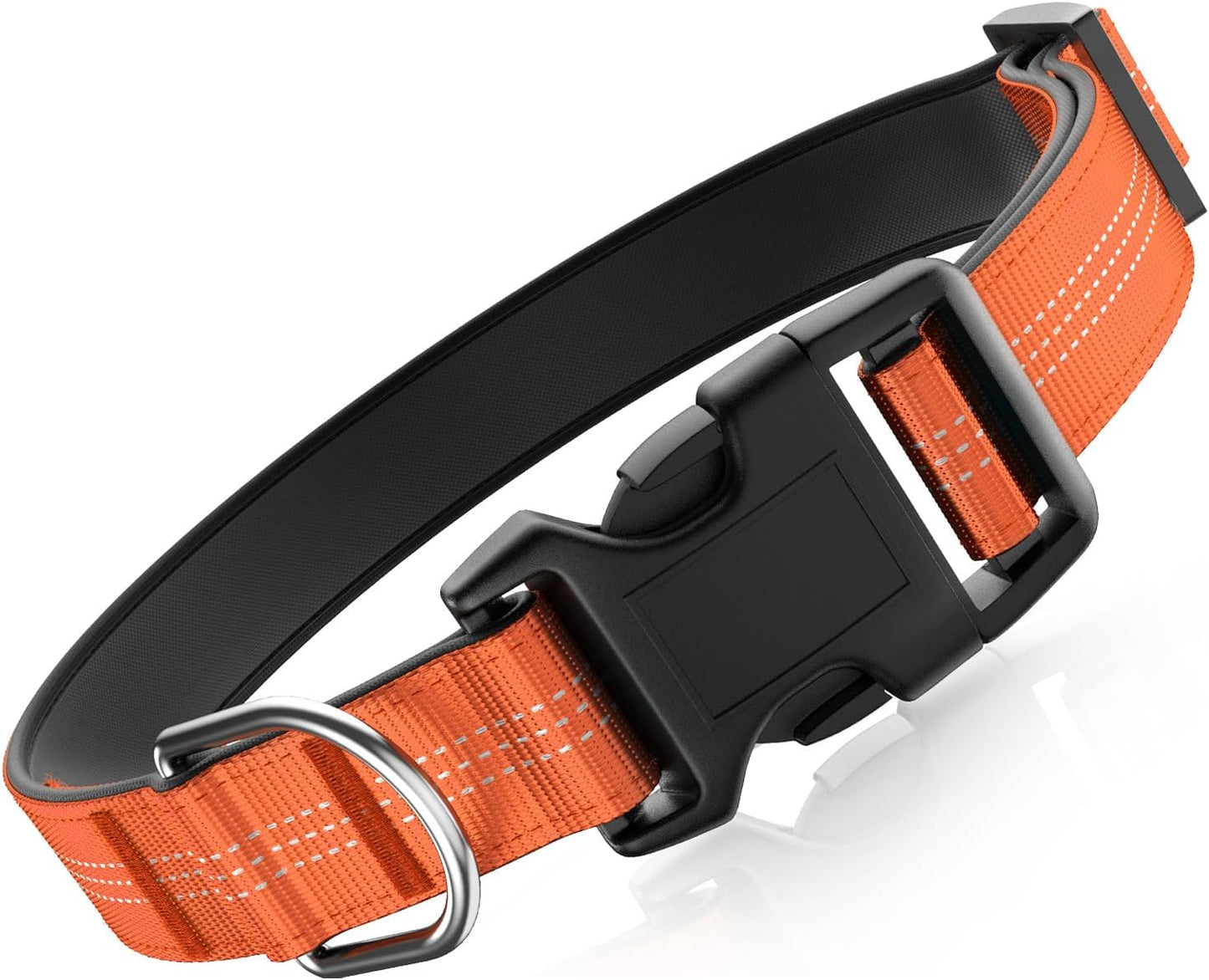Thickened Padded Durable Dog Collar, Adjustable, Ultra-Durable, Suitable for Small, Medium, and Large Breed Pet Collars (Orange, L)