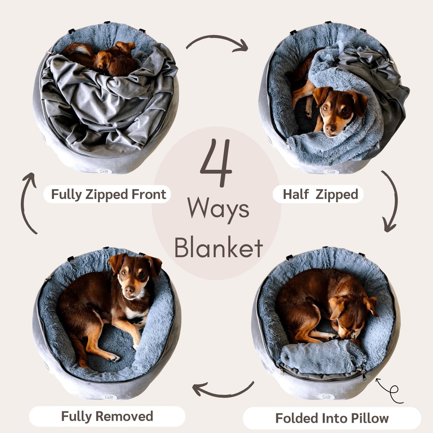 Dog Car Seat for Small Dogs & Puppies, Memory Foam Booster Carseat, Luxury Cozy Cover Cave Bed & Attachable Blanket & Free Toy, Washable, for Front & Back Seat, Small Dogs & Pets Under 30lbs