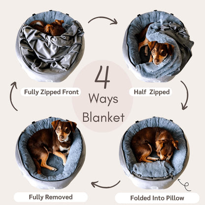 Dog Car Seat for Small Dogs & Puppies, Memory Foam Booster Carseat, Luxury Cozy Cover Cave Bed & Attachable Blanket & Free Toy, Washable, for Front & Back Seat, Small Dogs & Pets Under 30lbs