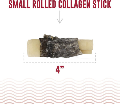 Icelandic+ Rolled Collagen Stick: Beef & Cod Skin - 4" Dog Crew Treat, Hand-Wrapped Fish, 2 Ingredient Pet Snacks, Dental Health, Rawhide Alternative (Pack of 6)