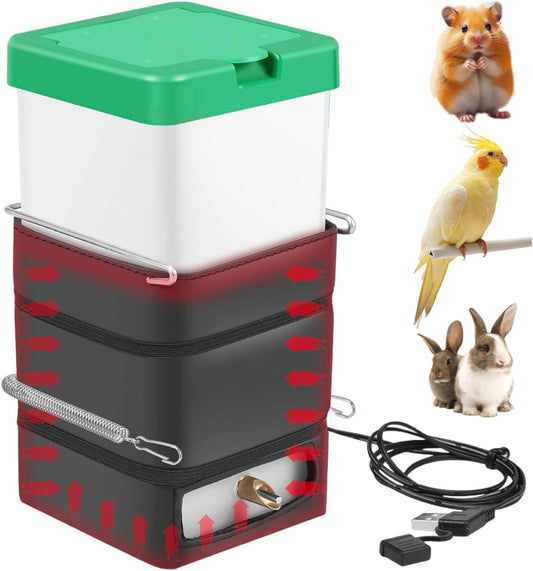 1Set Heated Rabbit Water Bottle 35OZ No Drip Heated Water Bottle for Rabbits Animal USB Powered Rabbit Outdoor for Hamster Guinea Pigs Birds