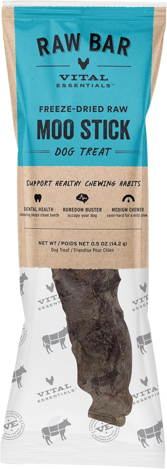 Vital Essentials Freeze-Dried Raw Moo Stick Dog Treat & Natural Chew, 1-Pack | Single Ingredient Dog Treat for Medium Chewers | Made in USA