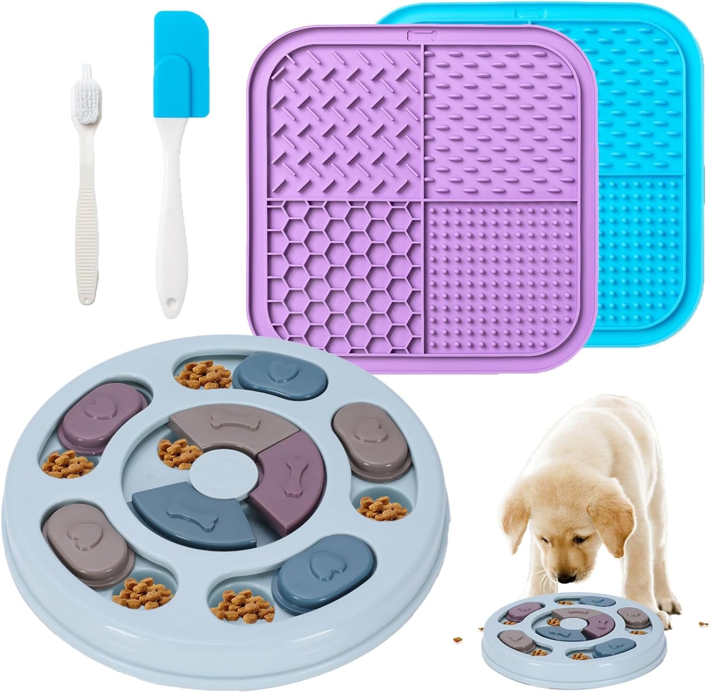Lick Mat For Dogs,Dog Puzzle Toy,Stimulating Dog Toys,Puppy Slow Feeder Enrichment Toys,Stimulation Puzzles Food Bowl for Large Pet Treat Mat Mental Interactive Feeding Bowls Small Puppies Feeders