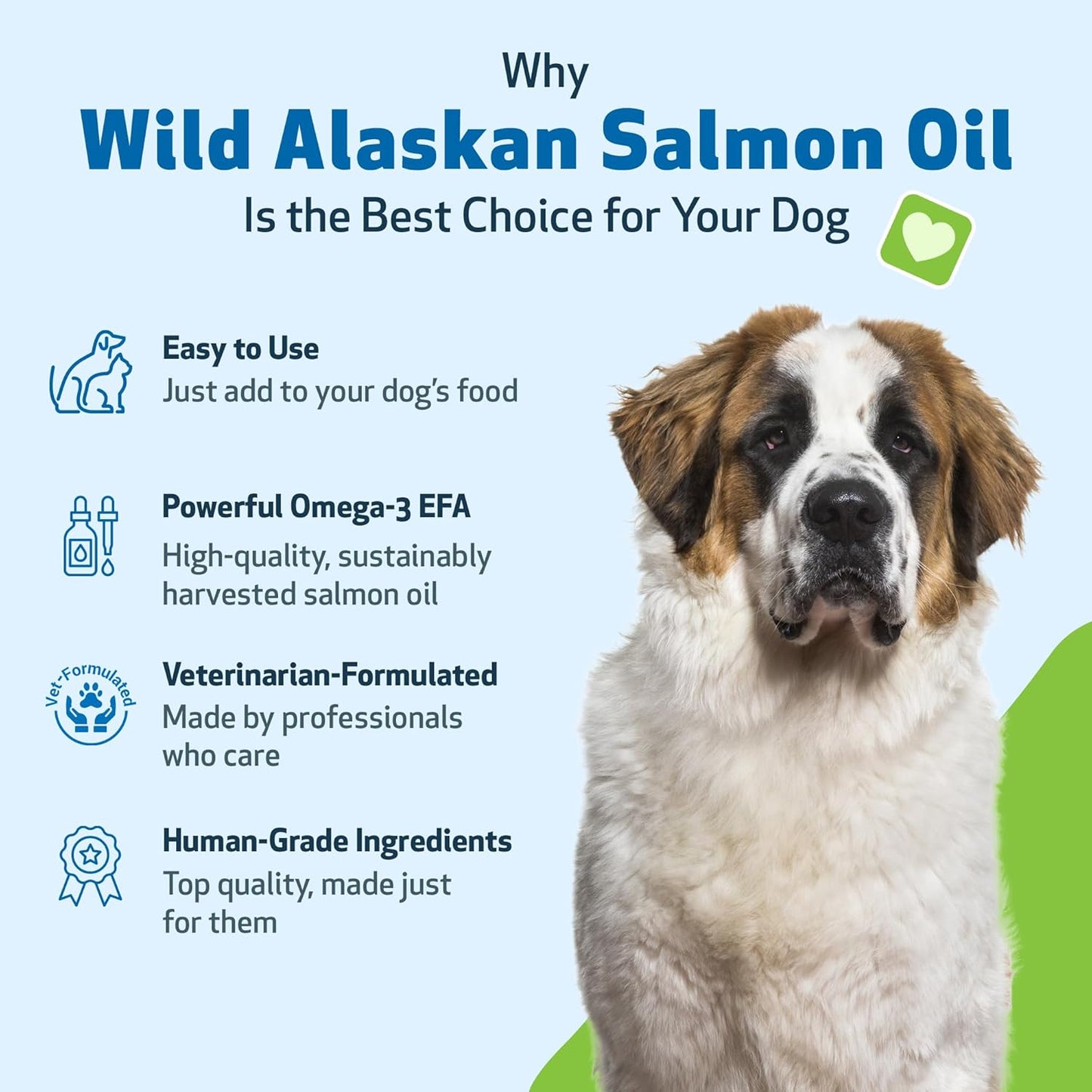 Pet Wellbeing Wild Alaskan Salmon Oil for Dogs - Omega 3 Fish Oil with EPA & DHA, Skin, Coat, Joint & Heart Health - NASC Certified & Vet Formulated - 16 oz Pump Bottle