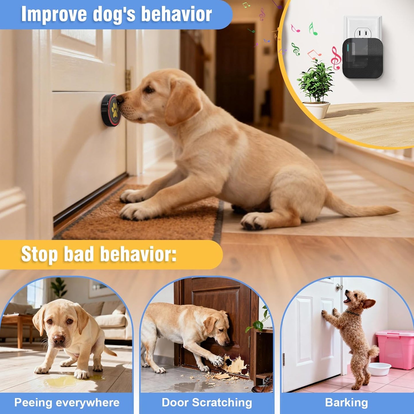 ChunHee WiFi Smart Dog Door Bell for Potty Training to Go Outside–Wireless Doggy Doorbell with Tuya Phone Notification–Waterproof Touch Button and Adjustable Volume, Multi-User Alerts(2 Dog Buttons)