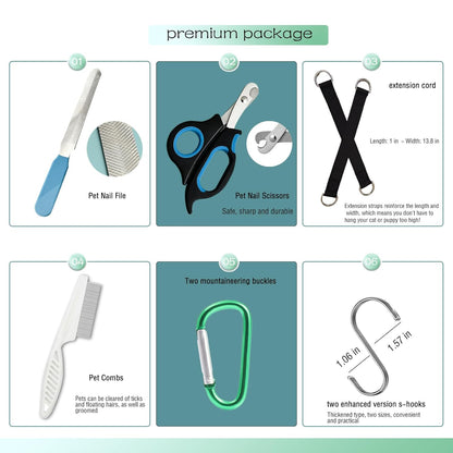 Pet Grooming Hammock with Safety Belt for Nail Trimming and Bathing - Cat and Dog Grooming Harness with Claw Care Bag (XS, Check Size Chart)