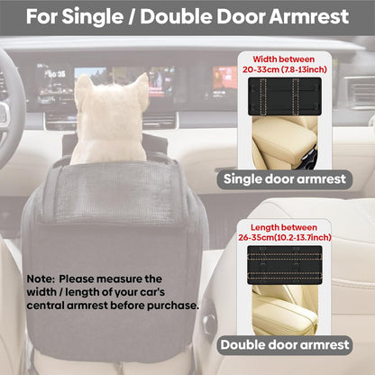 Cat Car Seat Center Console with Harness for Pets Under 10 Lbs, Cat Carrier for Car Armrest, Middle Console Dog Bed Small Dogs, Travel & Portable & Safe, Kitten Puppy Small Pet, 0-10 Lbs