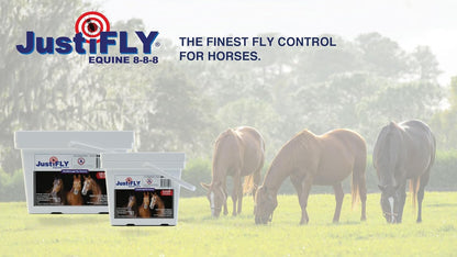 JustiFLY Equine 8-8-8 Feedthrough Fly Control Formula for Horses (4.75 lb) – Complete Protection from Stable, Horn & House Flies, Dung Beetle Safe