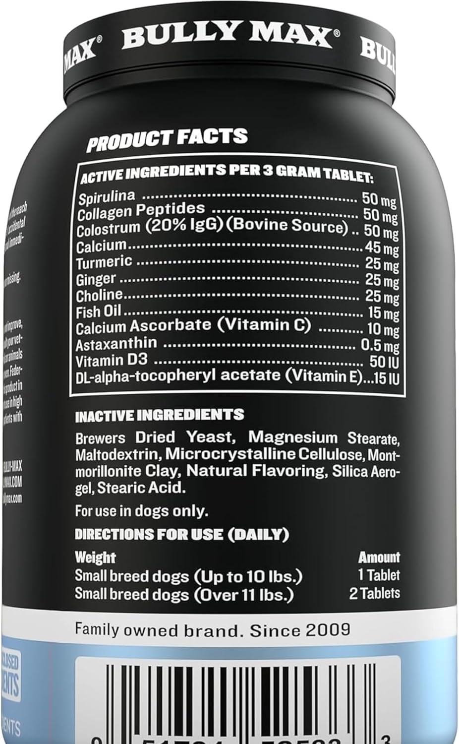 Bully Max Small Breed Dog Immune Support Tablets - Chewable Multivitamin Immunity Booster Supplement for Puppy & Adult Dogs - Pet Vitamins with Astaxanthin, Colostrum, Turmeric - 30 Tabs (2 Bottles)