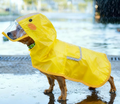 Dog Raincoat,Adjustable Waterproof Cloak Pet Hooded Raincoat Jacket,Cute Yellow Duck Poncho for Pet,M