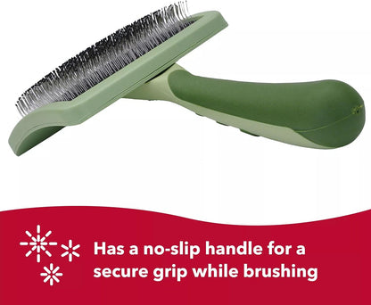 Coastal Dog Slicker Brush, Green - Grooming & Shedding Brush for Dogs of All Hair Types - Curved Design for Easy Detangling - Non-Slip Handle, 6.75'' x 4.25''